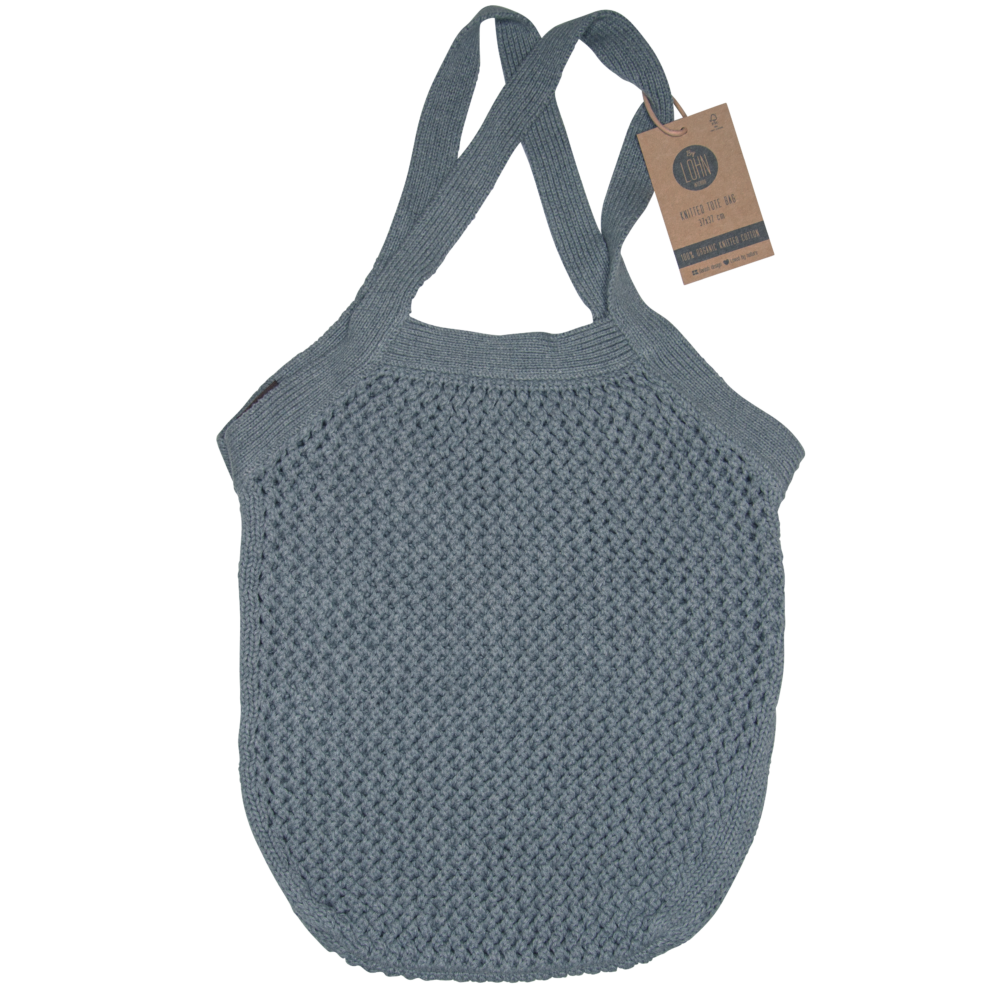 By LOHN, strikket tote bag, dark grey, 37x37cm